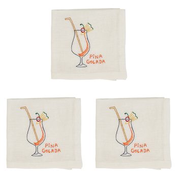 3PK Annabel Trends Linen/Cotton Cocktail Napkin Pina Colada 25cm