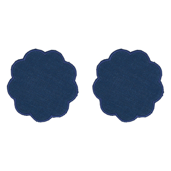 8pc Annabel Trends Scallop Edge Stonewashed Coaster Set 10cm - Navy