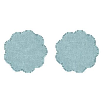 8pc Annabel Trends Scallop Edge Stonewashed Coaster Set 10cm - Sage