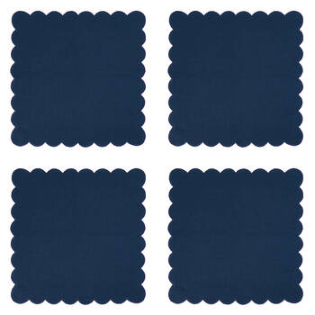 4PK Annabel Trends Napkin Stonewashed Scallop Edge 45cm - Navy