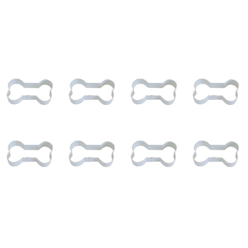 8PK R&M Dog Bone Cookie Cutter Polyresin Coated Steel 9cm - White