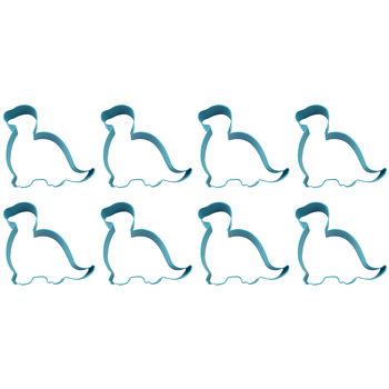 8PK R&M Brontosaurus Baby Cookie Cutter Polyresin Coated Steel 11.4cm - Blue