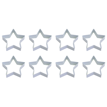 8PK R&M Star Cookie Cutter Polyresin Coated Steel 9cm - White