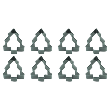 8PK R&M Snow Covered Tree Cookie Cutter Polyresin Coated Steel 9cm - Green