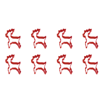 8PK R&M Standing Reindeer Cookie Cutter Polyresin Coated Steel 10cm - Red