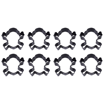 8PK R&M Skull & Crossbones Cookie Cutter Polyresin Coated Steel 9cm - Black
