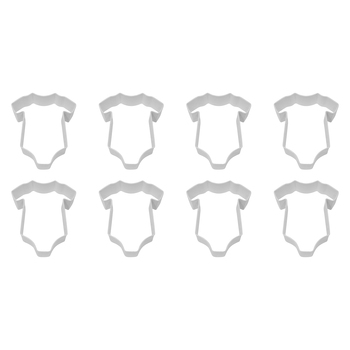 8PK R&M Baby Bodysuit Cookie Cutter Polyresin Coated Steel 10cm - White