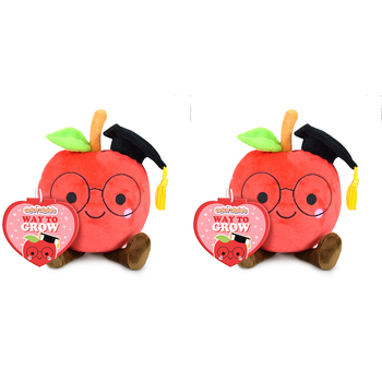 2PK Adorables Graduation Apple Plush Soft Stuffed Toy 17cm - Red