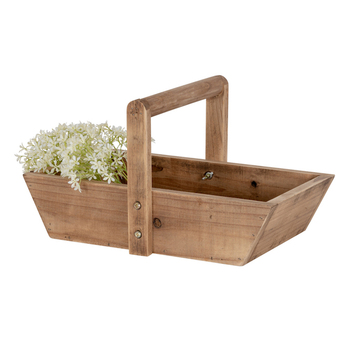 Timber 40cm Trug Home Gardening Basket Plant Container w/ Handle