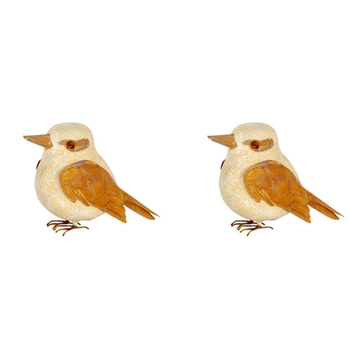 2PK Decorative Kookaburra Poly Rust 18cm Bird Sculpture Decor Small
