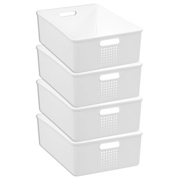 4x Boxsweden Levi 36x26cm/10L Storage Basket w/ Handles - White