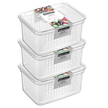 3x Boxsweden Crystal 2.2L Vegetable Storer Fridge Container - Clear 