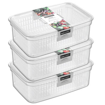 3x Boxsweden Crystal 4.7L Vegetable Storer Fridge Container - Clear 