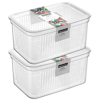 2x Boxsweden Crystal 7L Vegetable Storer Fridge Container - Clear 