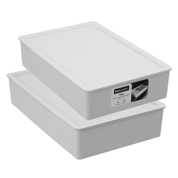 2x Boxsweden Tidy 18-Compartment 36x8cm Storage Box w/ Lid - Assorted