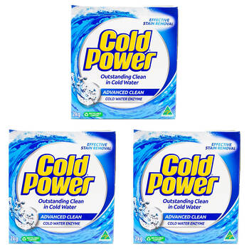 3PK Cold Power 2kg Laundry Powder Advanced Clean Effective Stain Remover Fresh