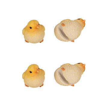 4PK Polyresin Fixed Gap Chick Pot Sitters Home Plant Pot Decor - Assorted