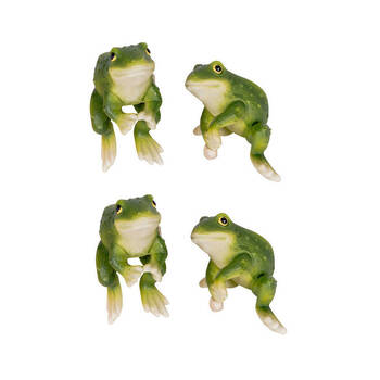 4PK Polyresin Fixed Gap Frog Pot Sitters Home Plant Pot Decor - Assorted