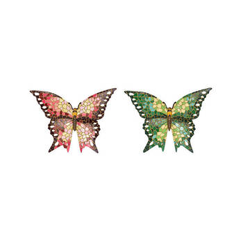 2PK Polyresin Butterfly Mosaic Large Home/Garden Decor 26cm - Assorted