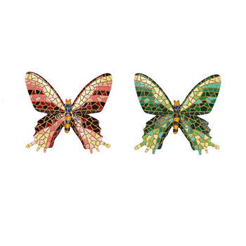 2PK Polyresin Butterfly Mosaic Small Home/Garden Decor 15cm - Assorted
