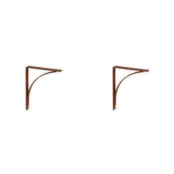 2PK Corner Shelf Support Metal Bracket Large 20x25cm - Rust