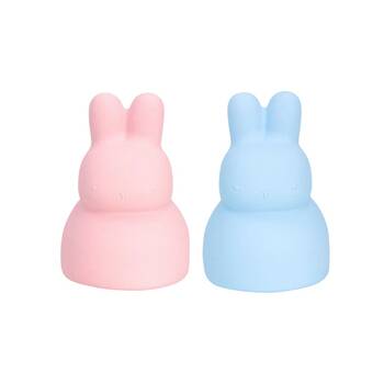 Annabel Trends Silicone Bunny Piggy Bank 15x10.5cm Combo Set - Ice BLU/Blush PNK