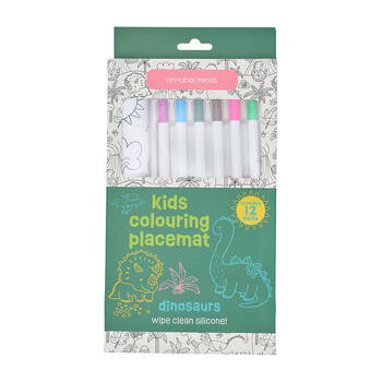 Annabel Trends Silicone Mat w/ Colouring Pens Kids Art 37.5cm Dinosaur