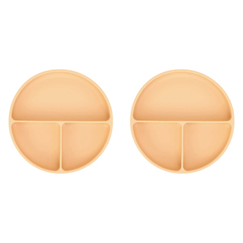 2PK Annabel Trends Silicone Suction Divided Plate 18cm - Caramel