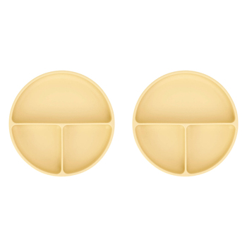 2PK Annabel Trends Silicone Suction Divided Plate 18cm - Lemon