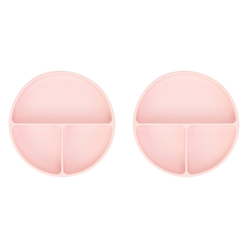 2PK Annabel Trends Silicone Suction Divided Plate 18cm - Blush Pink