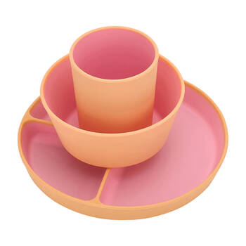 3pc Annabel Trends Silicone Two Tone Dinner Set Kids - Pink