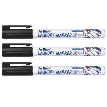3pc Artline 0.7mm Laundry Marker Black