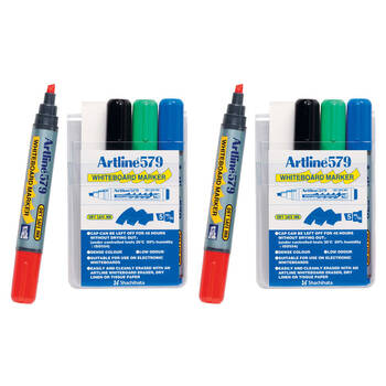 2x 4pc Artline 579 Whiteboard Marker Assorted Colours