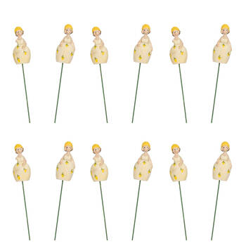 6PK Resin Lemon Girls On Stick Figurines 4x33cm