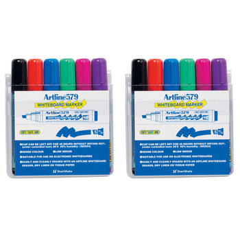 2x 6pc Artline 579 Whiteboard Marker Assorted Colours