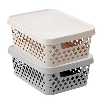 2PK Boxsweden Kept Diamond 10L/36cm Storage Bin Lidded - Assorted
