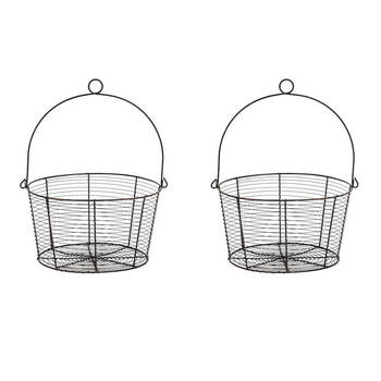 2PK Wire Basket Durable Pot/Plant Cover Horiz Home Decor 30x30cm - Black