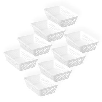 8PK Boxsweden Kept Diamond 23.5x16cm Organiser Tray Basket - White