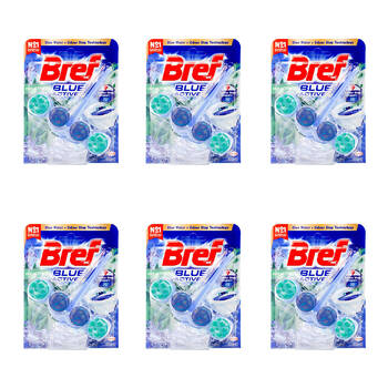 6PK Bref 50g Blue Active Odour Stop Eucalyptus Toilet Freshener
