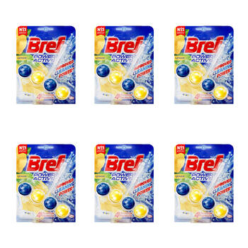 6PK Bref 50g Power Active 4 Function Formula Juicy Lemon Toilet Freshener