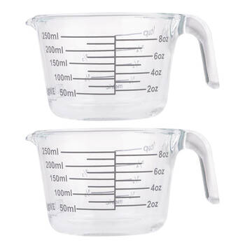 2PK Daily Bake Borosilicate Glass 1-Cup/250ml Measure Jug - Clear