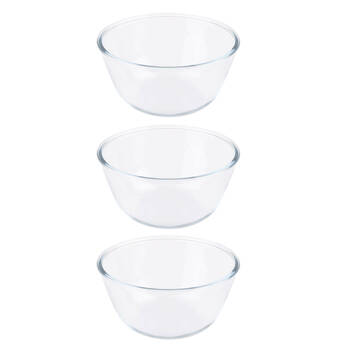 3PK Daily Bake Borosilicate Glass Mixing Bowl 19cm/1.5L - Clear