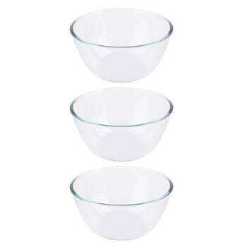 3PK Daily Bake Borosilicate Glass Mixing Bowl 21cm/2L - Clear