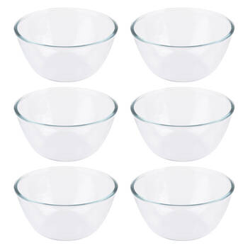 6PK Daily Bake Borosilicate Glass Mixing Bowl 21cm/2L - Clear