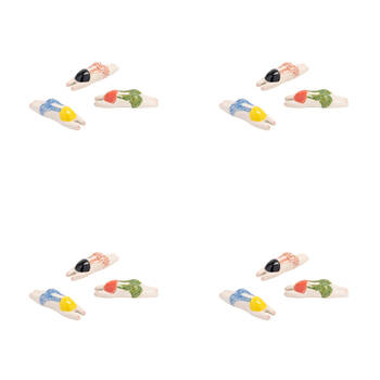 4PK Ceramic Swimming Ladies Floating Figures 10.8x6cm