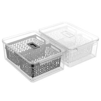 2PK Boxsweden Crystal 4L/32.5cm Dual Vegetable Storer - Assorted