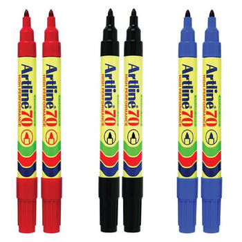 6pc Artline 70 1.5mm Permanent Marker Assorted