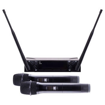 Doss Dual CH UHF PLL Wireless Handheld Mic System w/ 2xMicrophone Kit Black