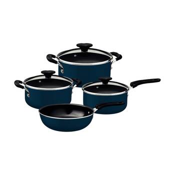 4pc Tramontina Tunis Cookware Set Ceramic Coated Induction Safe Dark Blue