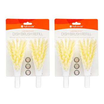2x 2pc Full Circle Laid Back Dish Brush Refill - White